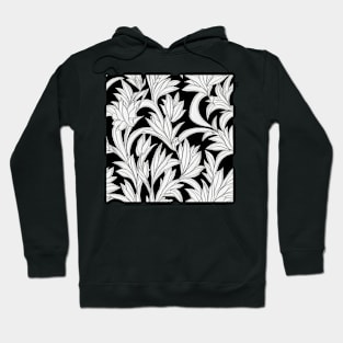 Vintage Floral Cottagecore  Romantic Flower Peony Design Black and White Hoodie